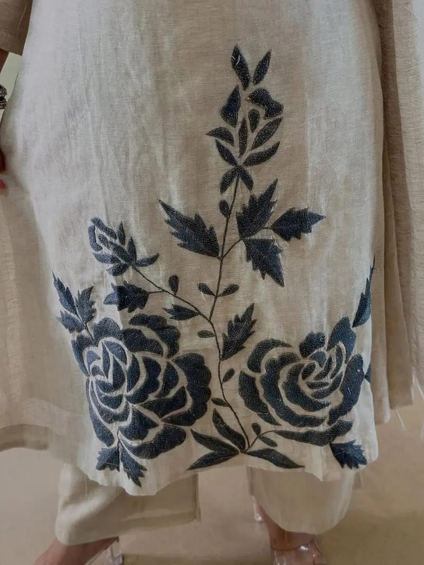 Ivory Bloom Hand-Painted Kurta Set with Dupatta