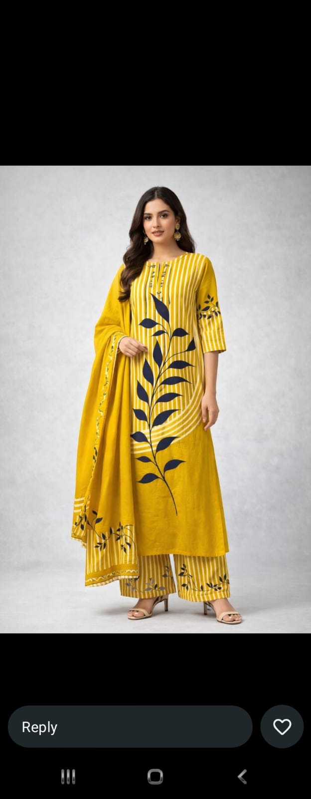 Mustard Yellow Printed Kurta Palazzo Dupatta Set for Women
